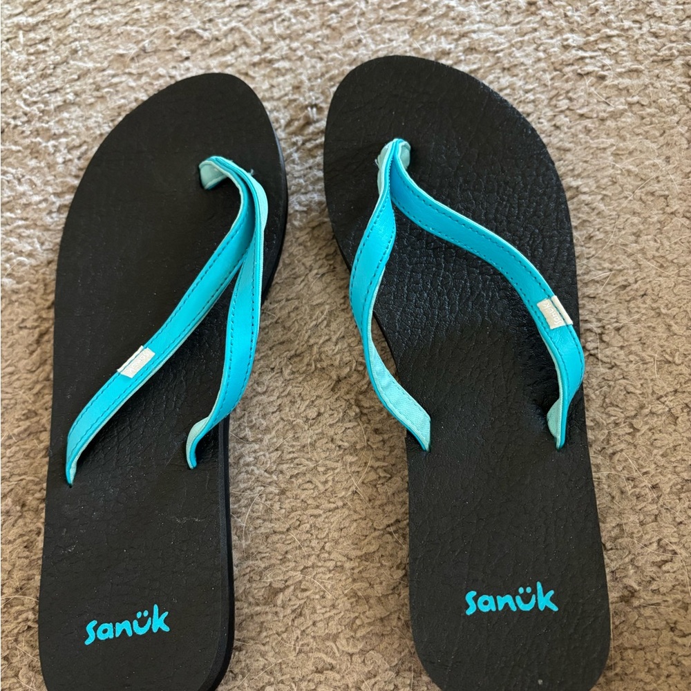 Sanuk Turquoise Yoga Mat Flip Flops